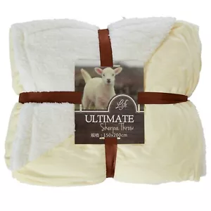 Manta polar Sherpa de felpa amarilla crema 150*200 cm cálida hogar sofá cama regalo - Imagen 1 de 1