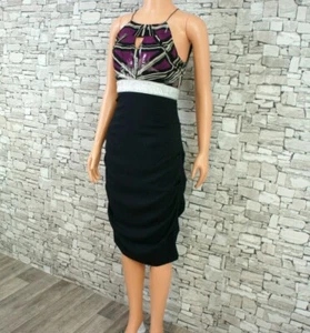 NICOLE MILLER DAMEN SEIDE MIX ABEND FEST KLEID RAFFUNG SCHWARZ LILA SILBER 36 - Bild 1 von 12