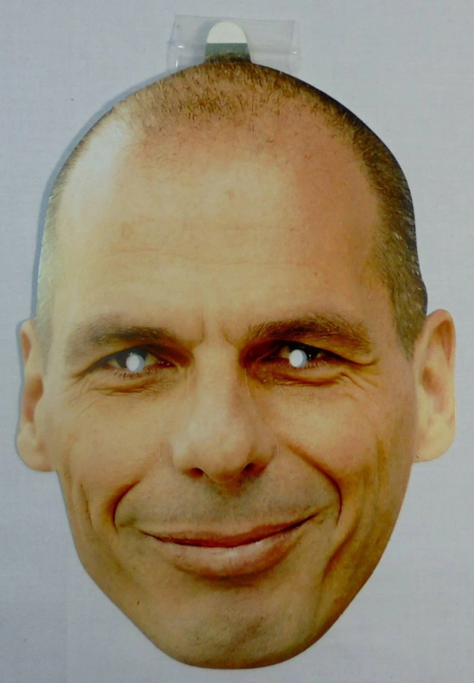 GREEK POLITICIAN JOHN - YANIS VAROUFAKIS CARNIVAL PAPER MASK WITH STRING - Image 1 of 4
