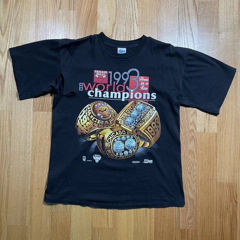 VTG 1993 Salem Chicago Bulls Championship Rings Single Stitch Shirt Sz L *READ* Cover