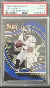 2020 Panini Select Blue Prizm Die-Cut Jalen Hurts PSA 10 GEM MT Rookie RC - Picture 1 of 1