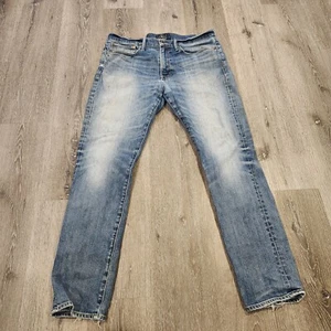 Lucky Brand 121 Heritage Slim Denim Jeans Mens 36x32 Light Distressed Whiskered - Picture 1 of 18