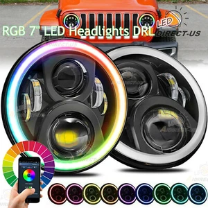 Faros LED RGB Halo 2 piezas 7" DRL sellados para JK Chevy F150 1994 Miata Ford - Imagen 1 de 13