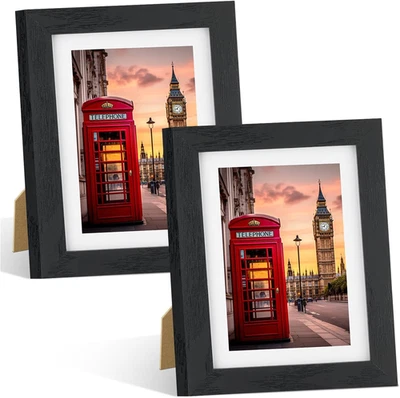 Juego de 2 marcos de fotos 5X7, marcos de fotos con vidrio templado, cuadros de visualización Foto 1 de 4