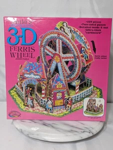 BUILD A 3D REVOLVINGFERRIS WHEEL jigsaw puzzle 1994 corkboard 3-D model-NEW - Picture 1 of 8