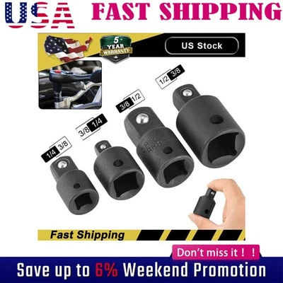 4PC 3/8" to 1/4" 1/2inch Drive Ratchet SOCKET ADAPTER REDUCER Air Impact KITS - Image 1 of 4