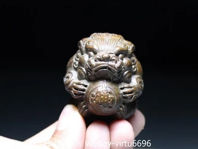 China Dinastía Folk Coleccionar Antiguo Rojo Cobre Bestia Foo Perro León Pequeña Estatua Artística Foto 1 de 4