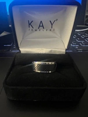 Alianza de boda blanco y negro carburo de tungsteno Foto 1 de 3