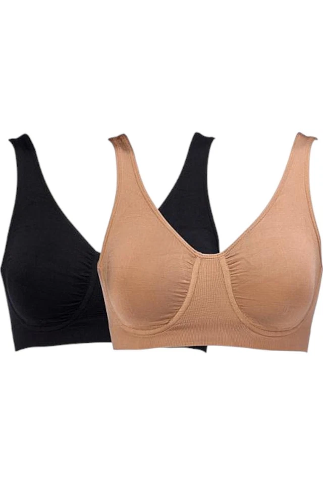 Rhonda Shear 2-pack Ahh Seamless Underwire Bra Black/Sienna - Image 1 of 1