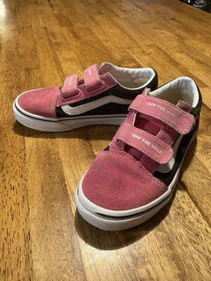 VANS Niños Talla 13 Old Skool V Tenis Correas Rosa Negro Gamuza Patinador Indie Play Foto 1 de 4