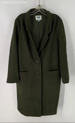 Old Navy Green Pockets Long Sleeve Button Front Womens Overcoat Size Large - Image 1 of 4