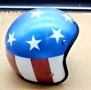 VTG Easy Rider CAPTAIN AMERICA STARS STRIPES SPARKLE Motorcycle Helmet GRANT - Bild 1 von 8