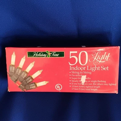 Juego interior Holiday Time Clear 50 luces incandescente 17 pies NUEVO en paquete Foto 1 de 3