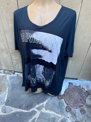All Saints Harmony Rhythm Graphics OverSized BLACK T-Shirt - Women's Sz S/M - Image 1 of 4