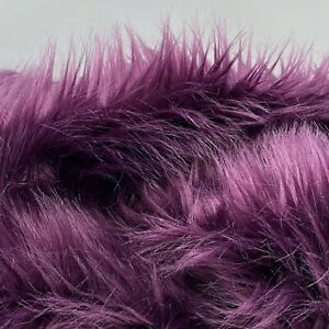 Plum Mohair Shaggy Faux Fur Fabric By The Yard ( Long Pile ) 60" Wide