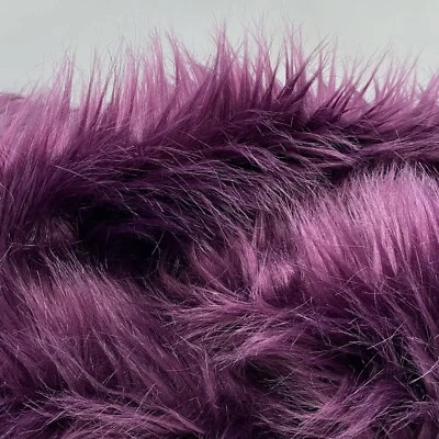 Plum Mohair Shaggy Faux Fur Fabric By The Yard ( Long Pile ) 60" Wide - Image 1 of 2