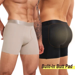Men's Padded Underwear Boxers Briefs Butt Lifter Hip Pads Enhancer Shaper Shorts - Picture 1 of 29