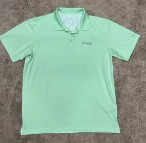 Columbia Polo Shirt Mens Large Green PFG Fish Omni Shade Outdoors Short Sleeve - Picture 1 of 4