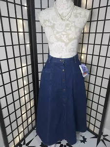 NWT Vtg70s/80s- Dreams - Dark Denim Maxi Skirt Sz. 10 - Picture 1 of 7