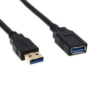 USB 3.0 Extension Cable A-Male to A-Female Data Cord 5Gbps Black 1.5Ft 50CM US - Afbeelding 1 van 5