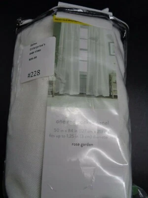 Rose Garden Rod Pocket Window Curtain Panel 84 Inch In White - Image 1 of 4