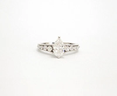 14K White Gold .58ct Pear Center Diamond with Side Stones Engagement Ring N601 - Image 1 of 4