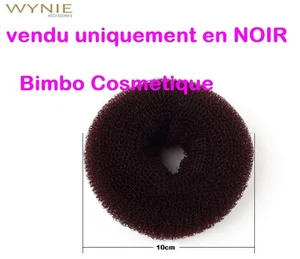 Bun Donut 10 CM NOIR Anneau Boudin Amplificateur de Chignon Cheveux Coiffure - Imagen 1 de 2