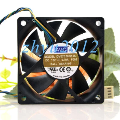 1pc AVC DV07020B12U 12V 0.7A 7CM 7020 4-wire Double Ball Cooling Fan - Image 1 of 3