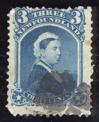 Terranova 34 Usado Azul 3 Céntimos 1873 Queen Victoria Lote Z495 sellos bhmstamps Foto 1 de 2