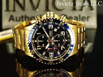 Invicta Men's 45mm Specialty Chronograph 18K Gold Plated Blue Dial SS Watch - Image 1 of 4