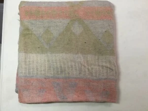 Antique Woven Blanket Camp Western Style Blue Pink Green Multicolor - Picture 1 of 12