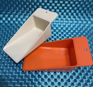 2 Vtg Tupperware Wedge Canister Scoops Orange/Almond  # 1452 - 5.5"  Flat Bottom - Picture 1 of 9