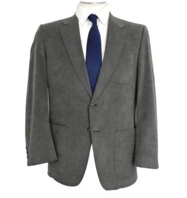Blazer 42 R Para Hombre Coleccionistas Gris Marrón Gamuza Triple Parche Bolsillo Chaqueta EE. UU. Foto 1 de 4
