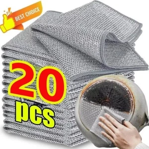 20/1pcs Magic Dishcloth Silver Wire Cleaning Cloths Kitchen Dish Pot Washing - Picture 1 of 9