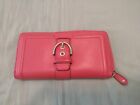 Coach Zip Wallet Clutch  Expanding Buckle Coral/ Red