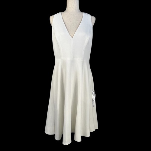 OFF WHITE ABITO LA POPOLAZIONE CATALINA FIT & FLARE ABITO SMANICATO BIANCO SPORCO GRANDE NUOVO CON ETICHETTE