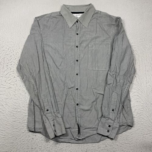 ZIPPO Shirt Mens XL Black Striped Button Up Long Sleeve