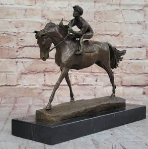 Handmade Bronze Sports Art Sculpture Jockey Horse Racing Kentucky Derby - Picture 1 of 10