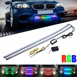 2X For BMW 24" 7 Color RGB LED Knight Rider Strip Light Under Hood Behind Grille - Picture 1 of 8