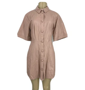 ASOS DESIGN Size 6 Women Leather Look Mini Button Through Shirt Dress W17 - Picture 1 of 12