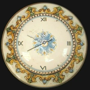 Orologio da parete in Ceramica di Caltagirone numeri Romani per cucina soggiorno - Foto 1 di 9