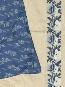 Blue Embroidered Floral Duvet Cover King Cottage Core 88x94 Sample - Picture 1 of 4