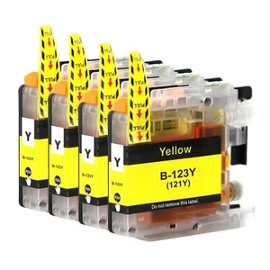 4 Yellow Printer Ink Cartridges to replace Brother LC123Y non-OEM / Compatible - Picture 1 of 3