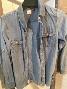 Womens J. CREW Denim Jean Button Down Shirt Blue Sz S 549 - Picture 1 of 12