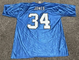 Vintage NFL Players Kevin Jones #34 Detroit Lions Blue Satin Jersey Size XL - Picture 1 of 3