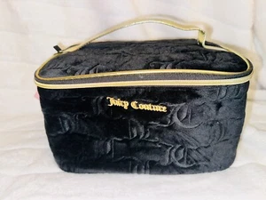 Juicy Couture Terry JC Logo Black & Gold Case Travel Cosmetic Makeup Bag NWT - Picture 1 of 5