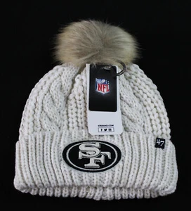San Francisco 49ers Women’s 47 Brand Meeko Cuff Knit Hat CD4 White Cream OSFM - Picture 1 of 5