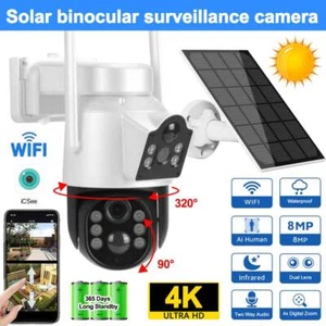 Cámara inalámbrica solar de 8 MP 4K lente doble WiFi IP cámara CCTV cámara de seguridad - Imagen 1 de 16