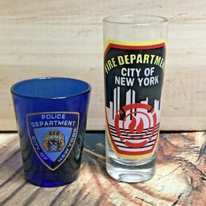 CITY OF NEW YORK'S BEST POLICE and FIRE DEPT. Round Short Shot Glass - Picture 1 of 10