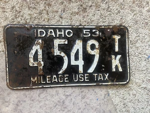 Original Paint 1953 MILEAGE USE TAX Idaho License Plate # 4549 - Picture 1 of 2